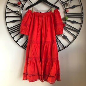 KATE SPADE POPLIN OFF THE SHOULDER DRESS